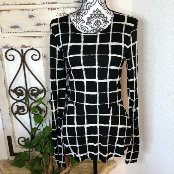 Wilfred Tops - Wilfred window pane print black and white tunic